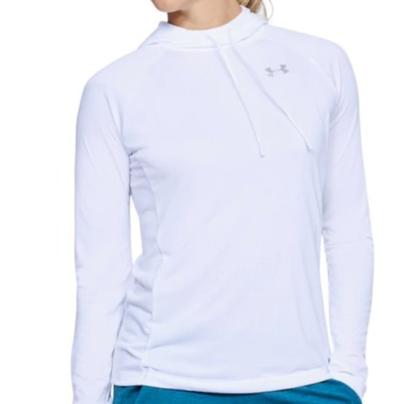 Women's UA Under Armour Tech Long Sleeve Hoodie Lightweight White NEW $45 - Picture 1 of 1
